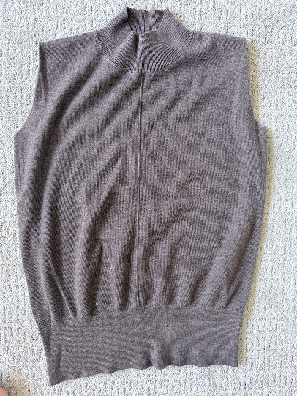 Amazon Sleeveless Mock Neck Tank Top in Taupe